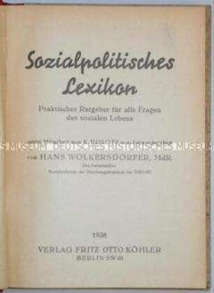 Sozialpolitisches Lexikon mit Nachtragsheftchen