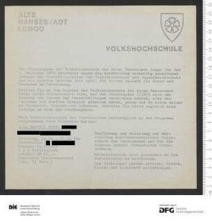 Beilage zum Programm 1. Semester 1975