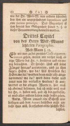 Drittes Capitel von des Herrn Welt-Manns letzteren Paragraphis.