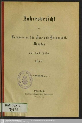 1879: Jahresbericht des Turnvereins für Neu- und Antonstadt-Dresden : auf das Jahr ...