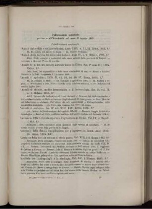 Pubblicazioni periodiche pervenute all' Accademia nel mese di agosto1885.