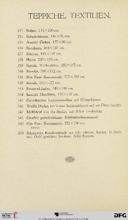 Teppiche, Textilien (Nr. 333 - 350)