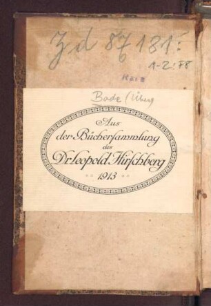 Exlibris: Aus der Büchersammlung des Dr. Leopold Hirschberg, 1913
