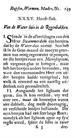 XXXV. Hooft-stuk. Van de Water-luis in de Regenbakken