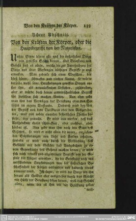 Achter Abschnitt. Von den Kräften der Körper, oder die Hauptbegriffe von der Naturlehre