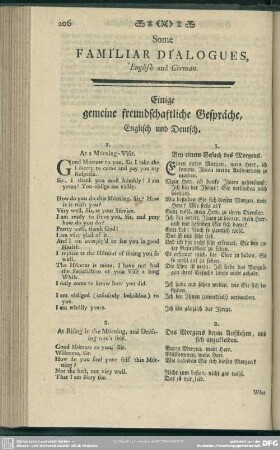 Some Familiar Dialogues, English and German. Einige freundschaftliche Gespräche, Englisch und Deutsch