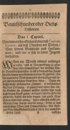 Beutelschneider oder Diebs-Historien.