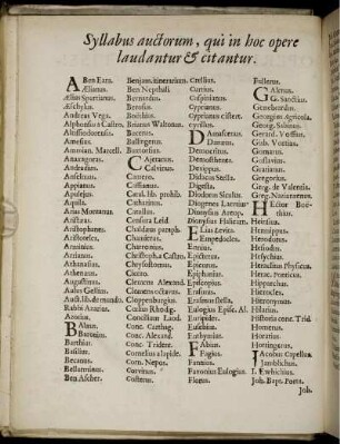 Syllabus auctorum, qui in hoc opere laudantur & citantur.