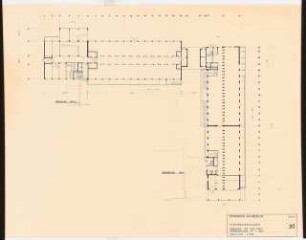 Forschungszentrum der Schering AG, Berlin-Wedding Erweiterung: Grundrisse EG Gebäude 105 und 106a, 1:200