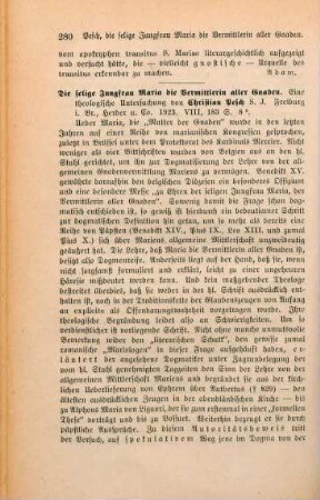 280-281 [Rezension] Pesch, Christian, Die selige Jungfrau Maria, die Vermittlerin aller Gnaden