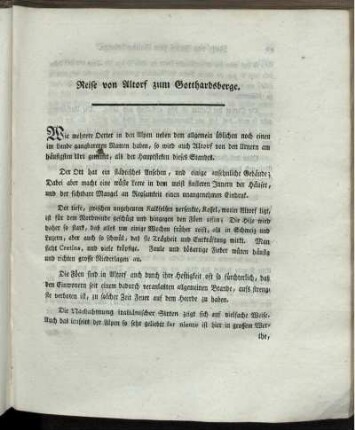 Reise von Altorf zum Gotthardsberge.