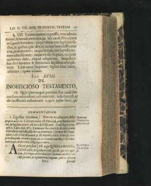 Tit. XVIII. De Inofficioso Testamento.