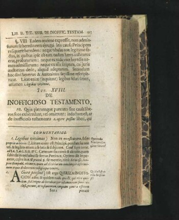 Tit. XVIII. De Inofficioso Testamento.