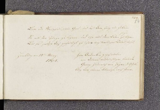 Georg Heinrich von Hagen. – Incipit: Liebe die Wahrheit. – Hamburg, 19.03.1794