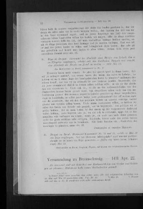 Versammlung zu Braunschweig. - 1431 Apr. 22.