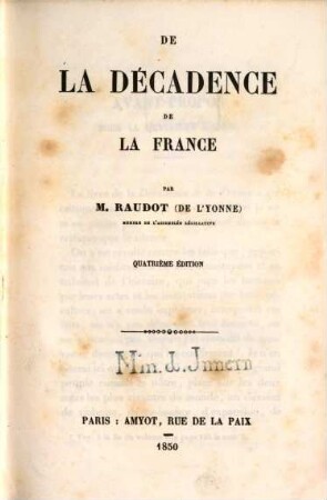 De la décadence de la France