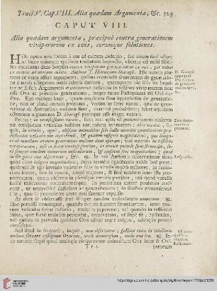 Caput VIII: Alia argumenta, praecipuè contra generationem viviparorum […]