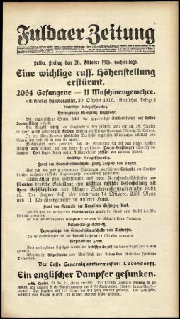 Ausgabe vom Freitag, den 20. Oktober 1916.