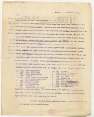 Brief an Lothar Windsperger : 17.12.1918