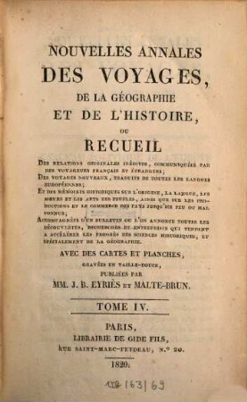 Nouvelles annales des voyages. 4, 4. 1820