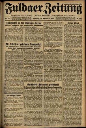 Ausgabe vom Samstag, den 25. November 1933.