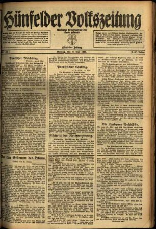 Ausgabe vom Montag, den 09. Mai 1921.