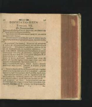 Disputatio Sexta. Titulus VII. De Donationibus.