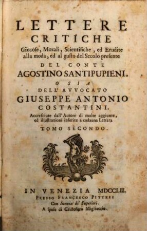 Lettere Critiche Giocose, Morali, Scientifiche, ed Erudite alle moda, ed al gusto del Secolo presente, 2