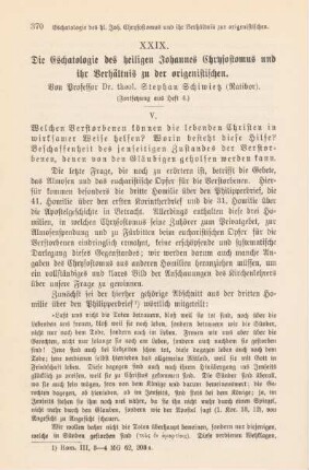 370-379 Die Eschatologie des heiligen Johannes Chrysostomus und ihr Verhältnis zu der origenistischen : Fortsetzung