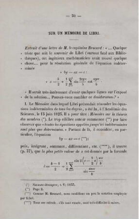 Sur un mémoire de libri.