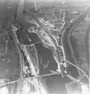 Baustelle Staustufe Deizisau, Luftbild