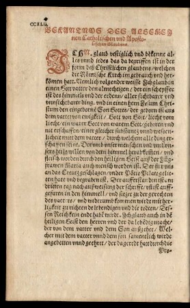 Bekantnus Des Algemeinen Catholischen und Apostolischen Glaubens.