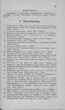 G. Büchersammlung.