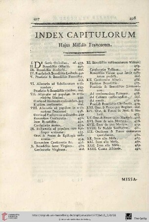 Index capitulorum hujus Missalis Francorum