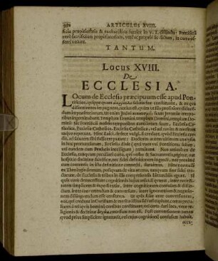 Locus XVIII. De Ecclesia