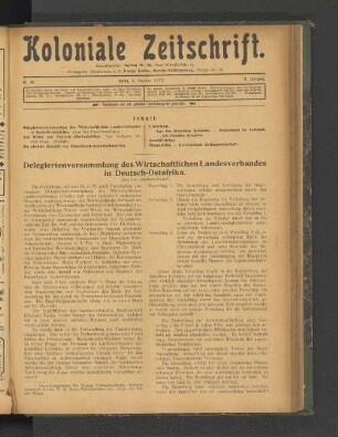 Deligiertenversammlung des Wirtschaftlichen Landesverbandes in Deutsch-Ostafrika.