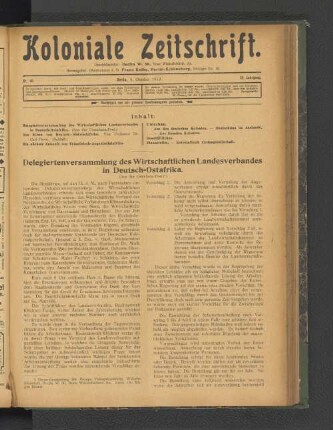Deligiertenversammlung des Wirtschaftlichen Landesverbandes in Deutsch-Ostafrika.