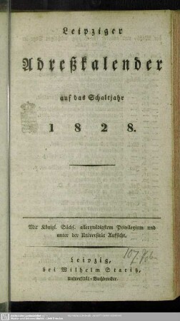 1828: Leipziger Adreßkalender : auf d. Jahr ...