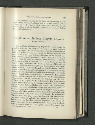 Tripolitanien, Italiens jüngste Kolonie.
