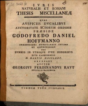Iuris naturalis et Romani theses miscellaneae