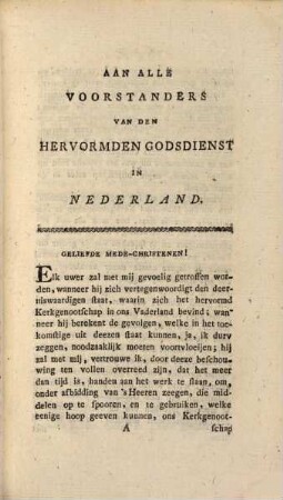 Schets van den tegenwoordigen Staat der hervormde kerk in Nederland