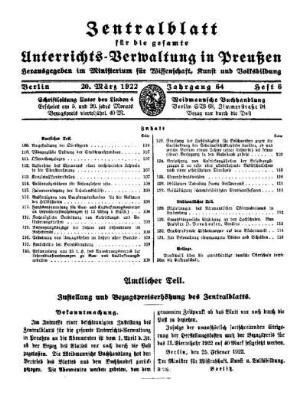 Zustellung und Bezugspreiserhöhung des Zentralblatts : [Amtlicher Teil]