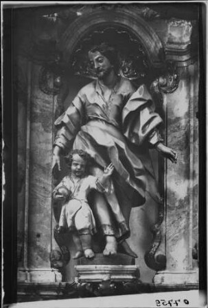 Gerlachsheim Pfarrkirche Seitenaltar Ostseite - Skulptur des heiligen Josef mit Jesusknaben