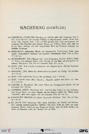 Nachtrag (Gemälde) (Nr. 413-452)
