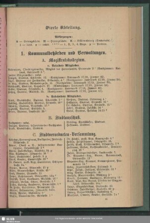 Vierte Abteilung. Behördenverzeichnis