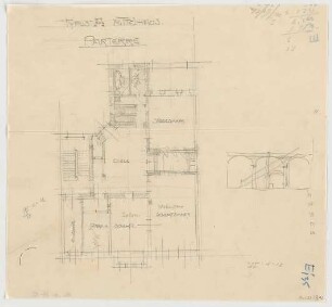 Thiersch, August ; München, Ismaningerstr.; Wohnbebauung - Grundriss EG, Detail