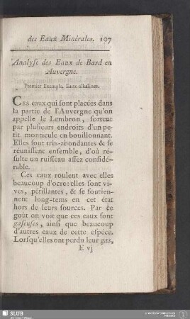 Analyse des Eaux de Bard en Auvergne