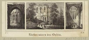 Drei Ansichten von der Klosterruine in Oybin im Zittauer Gebirge, aus der Zeitschrift Saxonia um 1840, Band 1, Nr. 1