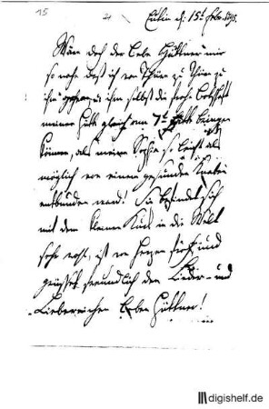 15: Brief von Friedrich Leopold Graf Stolberg-Stolberg an Johann Wilhelm Ludwig Gleim