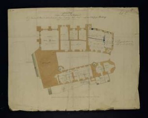 Marburg, ehemaliges Landgrafenschloss, Hauptgebäude, 1. Obergeschoss mit projektierten Umbauten im Küchenbau (Leutehaus)